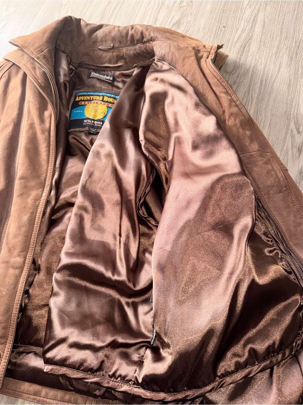 Wilson Men's Brown Leather Bomber Jacket with Snap Closure - Picture 3 of 11